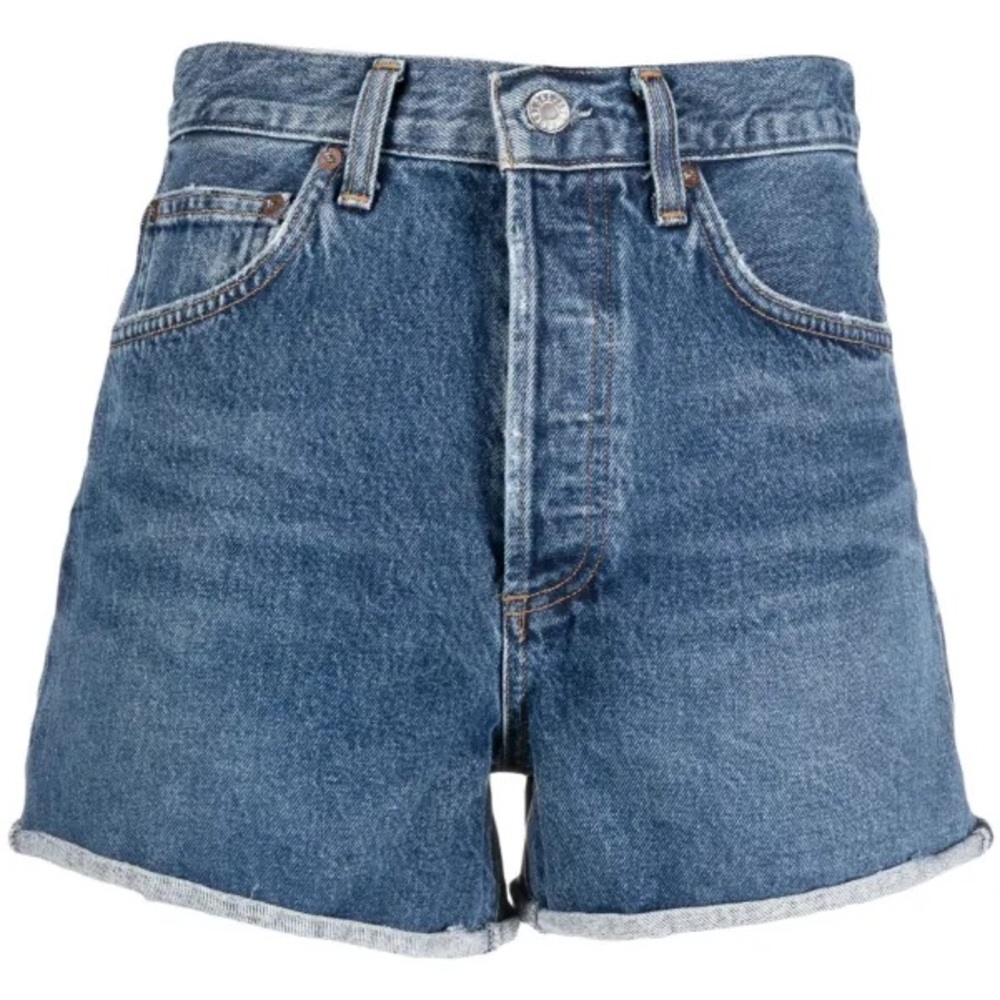 AGOLDE Rolled-Hem Denim Shorts – Ocean Blue – Size 28 – 100% Organic Cotton
